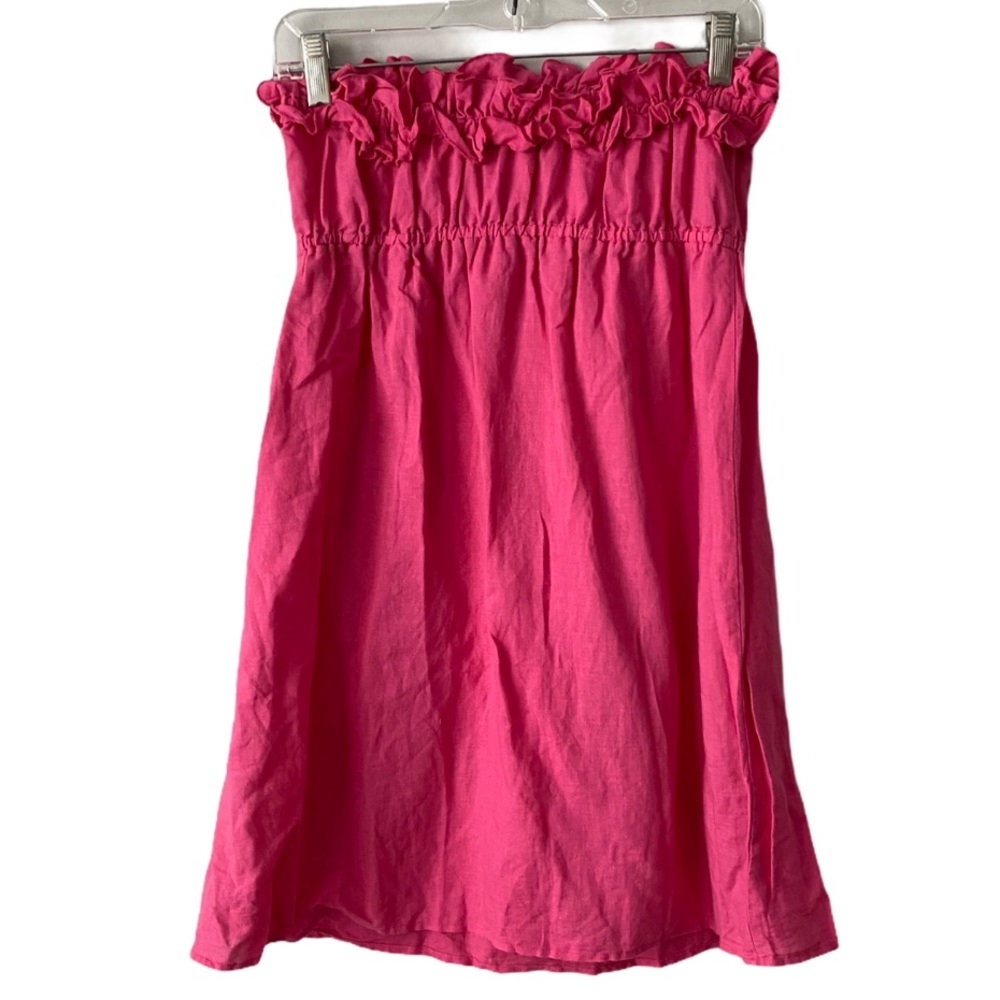 J. Crew Bright Pink Ruffle Strapless Dress Medium - Picture 4 of 5
